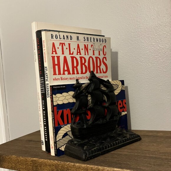 Vintage Nautical OLD IRONSIDES Cast Iron Ship Pair of Heavy Bookends - Picture 2 of 11